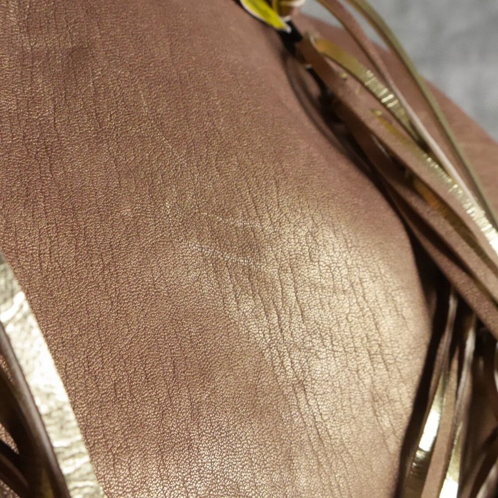 NWT CAVALCANTI Bronze/Gold Tassel Leather Shoulder w/Reptile Embossed Strap  ANB - Picture 4 of 9